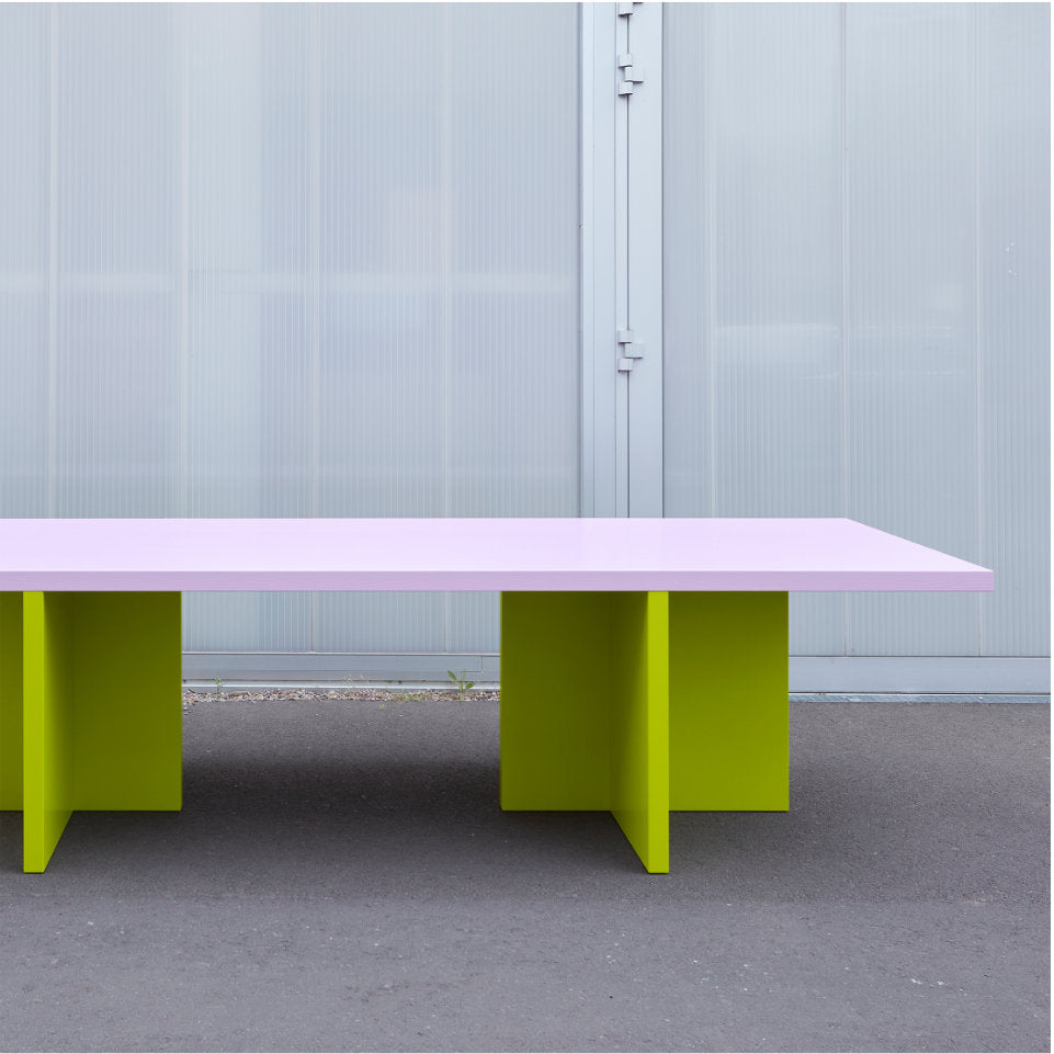 ELIO Esstisch 320 | Lavendel + Gelbgrün