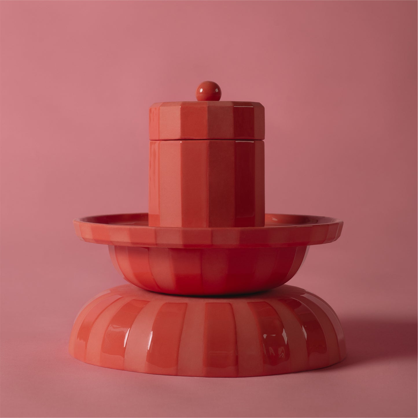 FACET Zuckerdose | Porzellan Poppy Rot