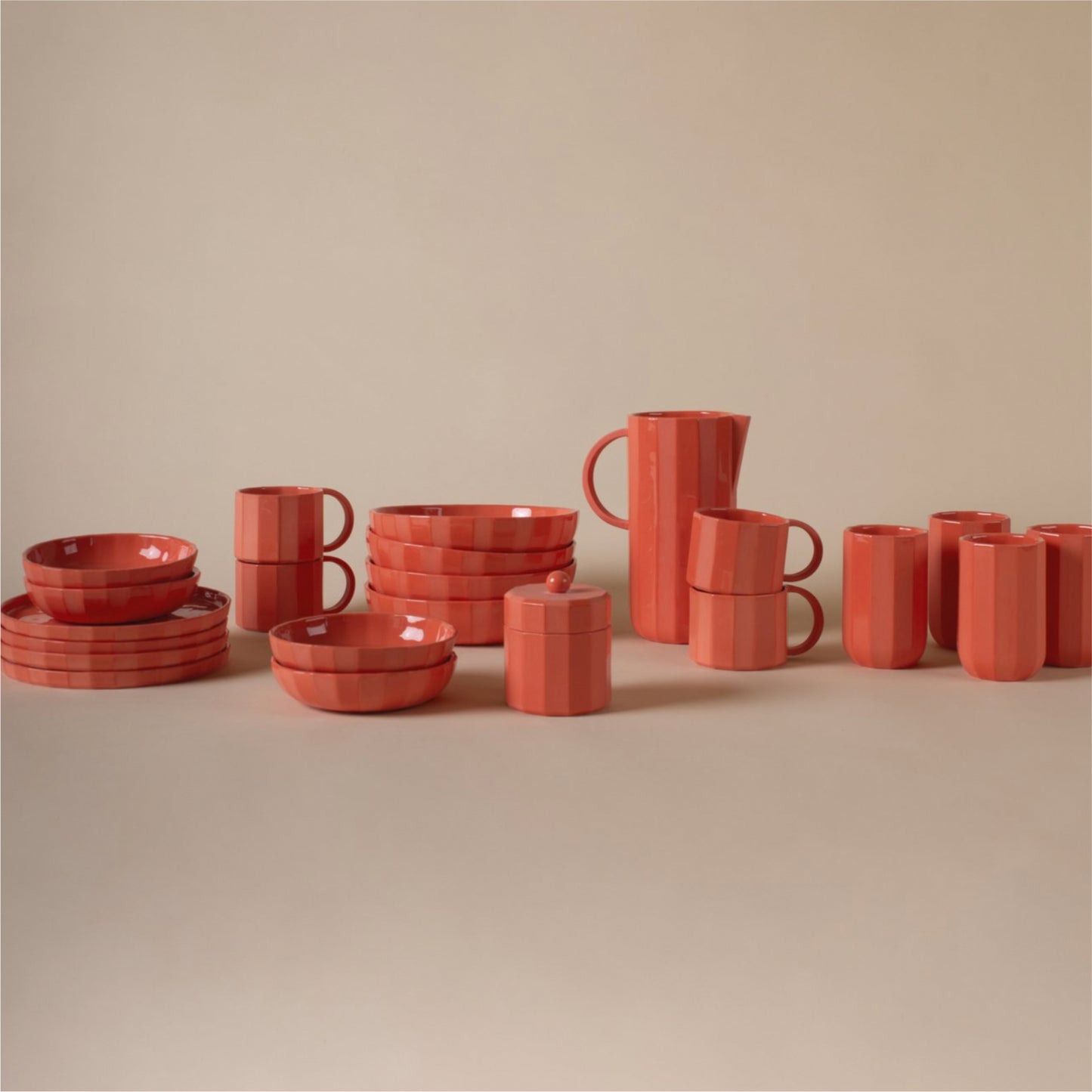 FACET Zuckerdose | Porzellan Poppy Rot