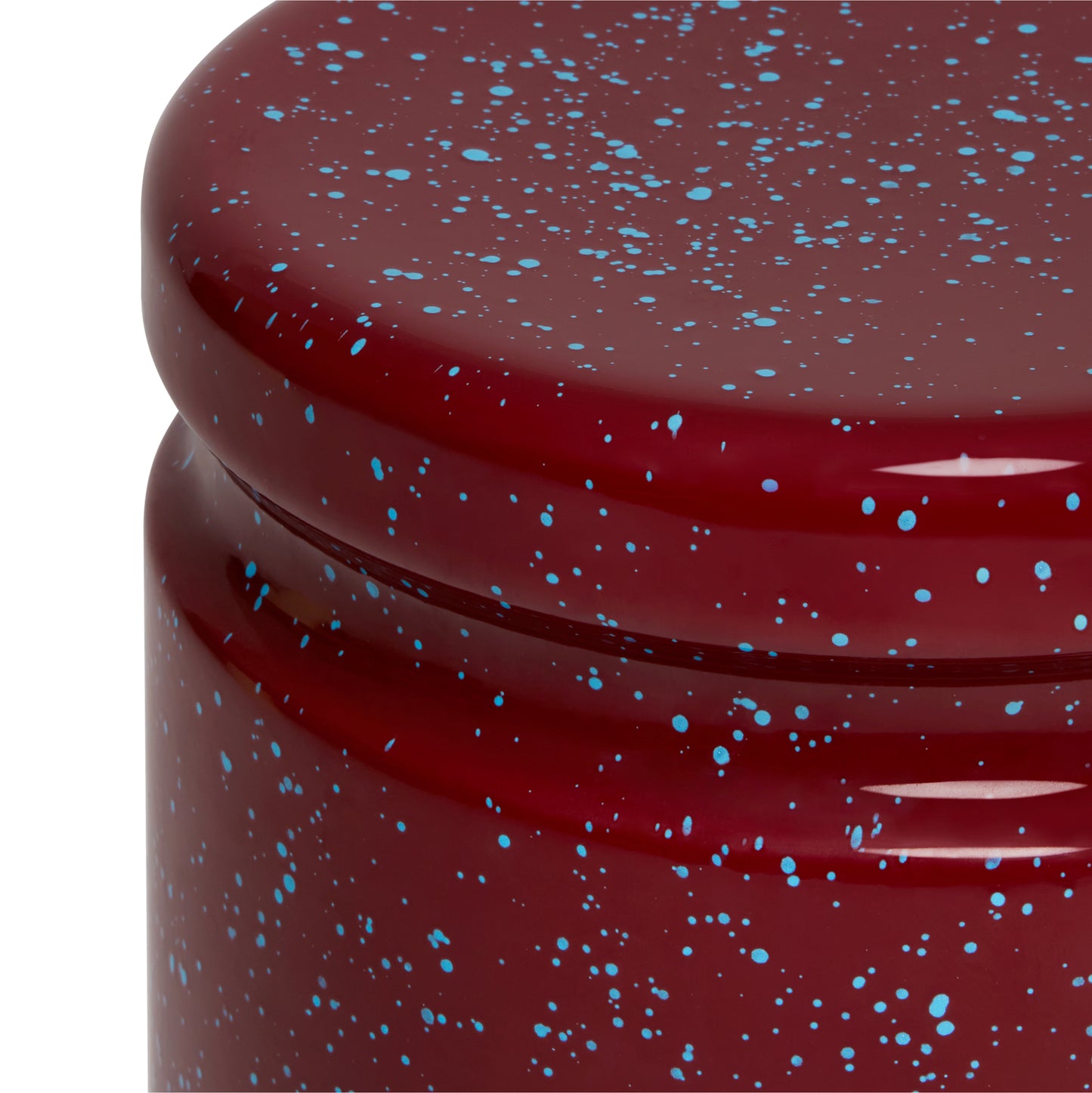 LAST Hocker | Stahl Emaille Weinrot + Hellblau