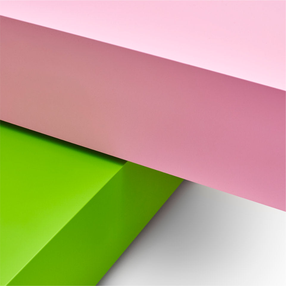 ARCO Couchtisch | Pink + Maigrün