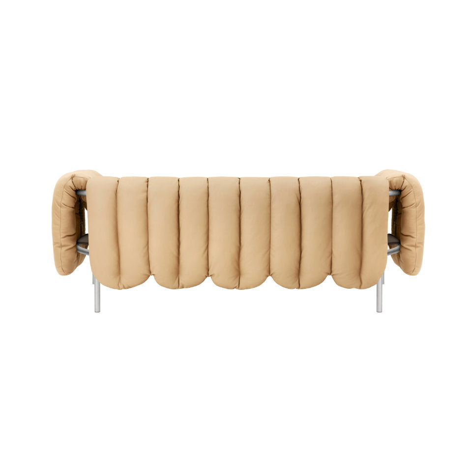 PUFFY Sofa | Edelstahl Leder Sand