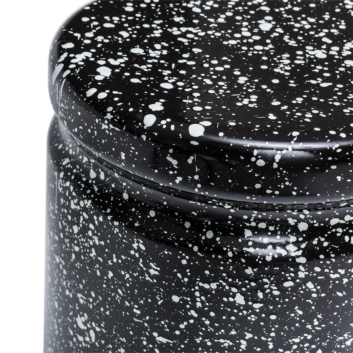 LAST Hocker | Stahl Emaille Schwarz + Weiß