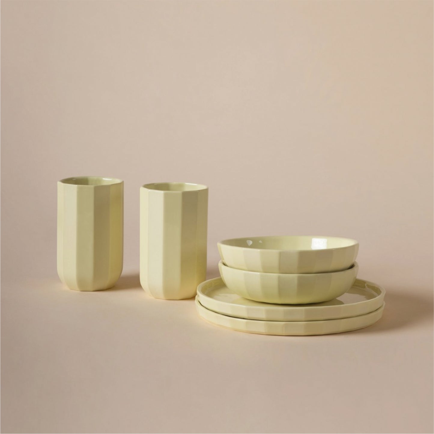 FACET Becher | Porzellan Lemon Gelb