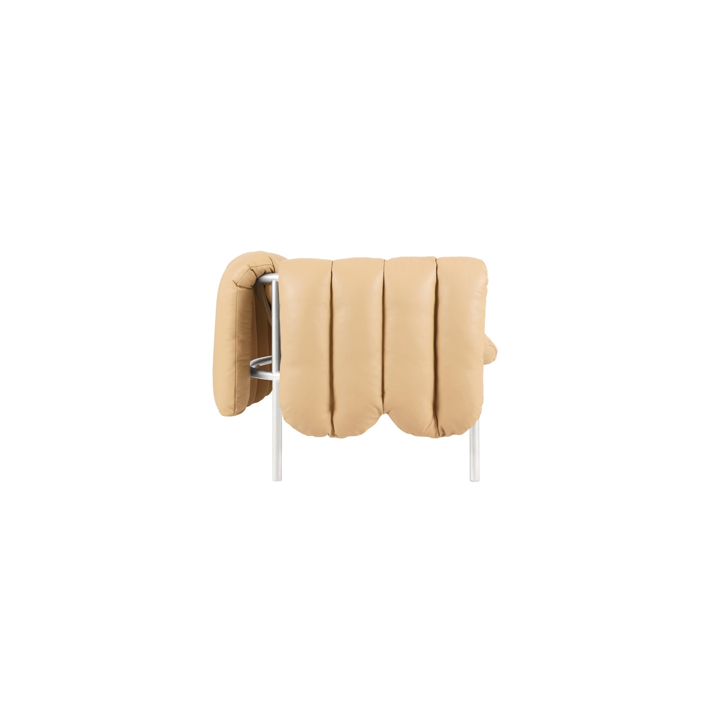 PUFFY Sofa | Edelstahl Leder Sand