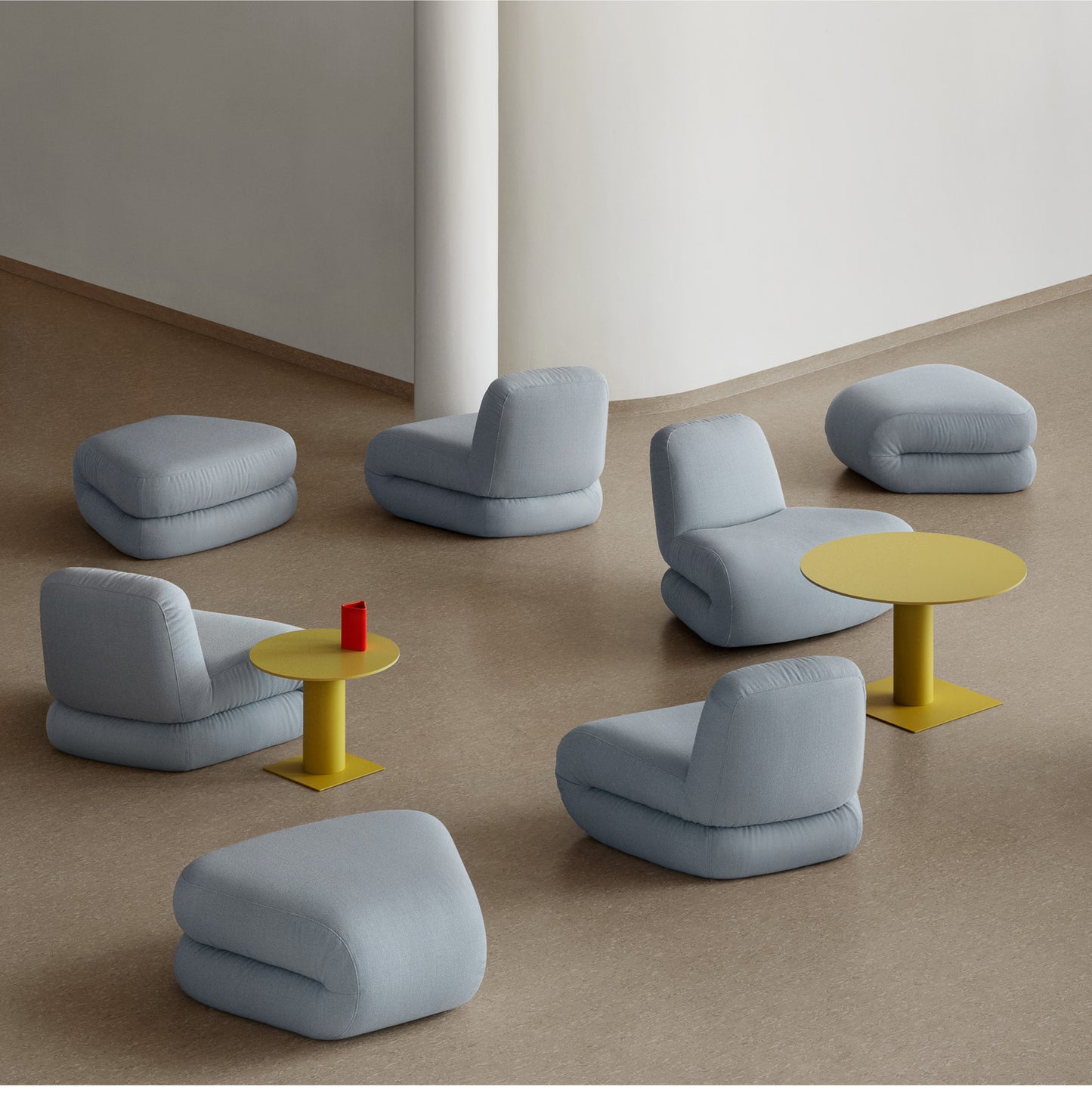 BAU Sofamodul Pouf Straight | Hellblau