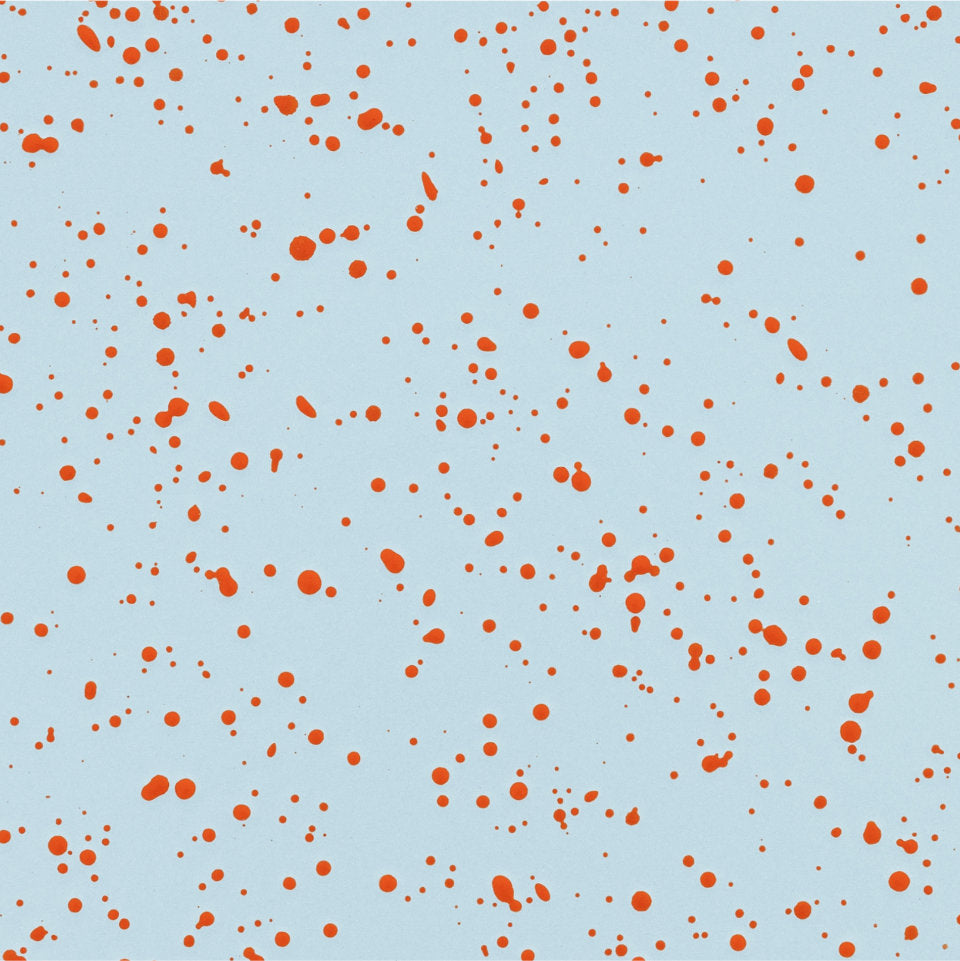 LAST Hocker | Stahl Emaille Hellblau + Rotorange
