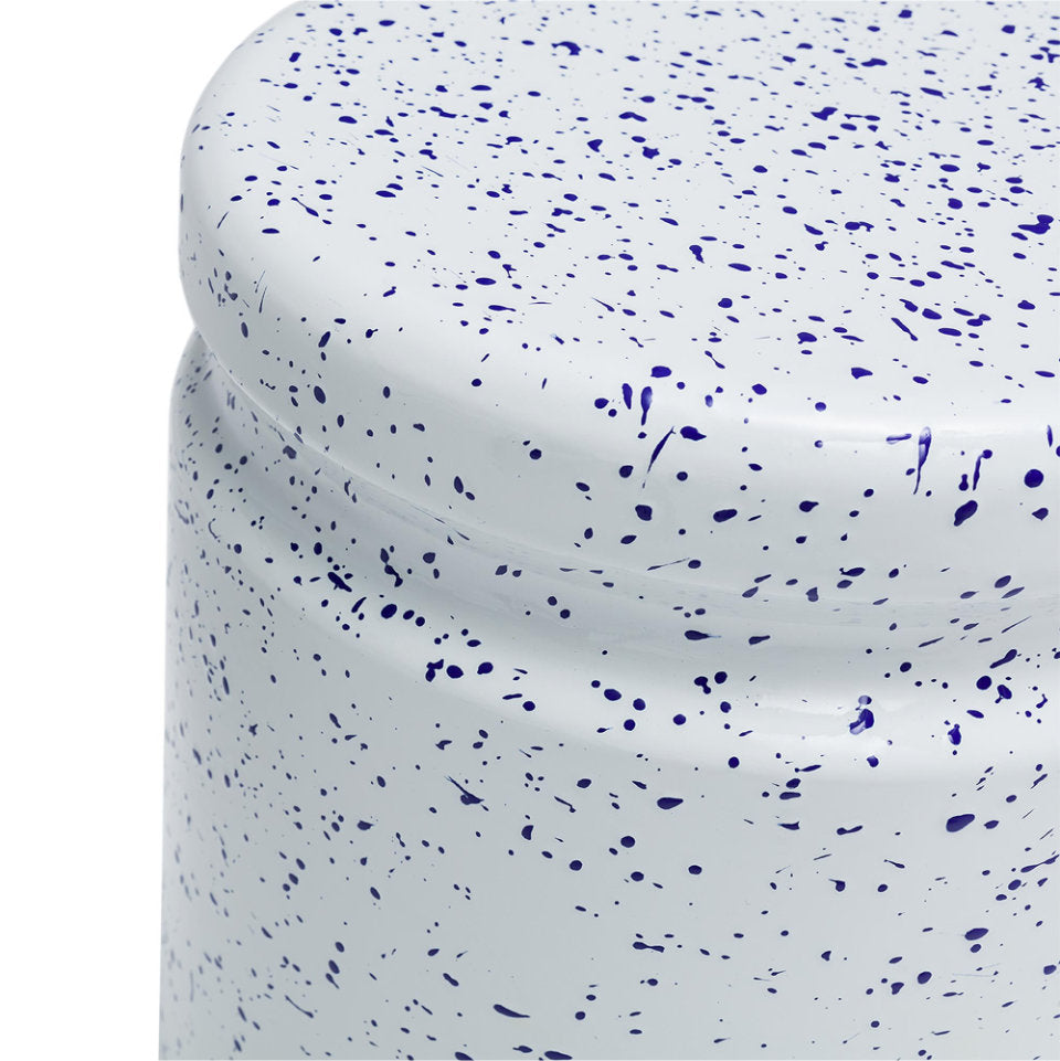 LAST Hocker | Stahl Emaille Weiß + Blau